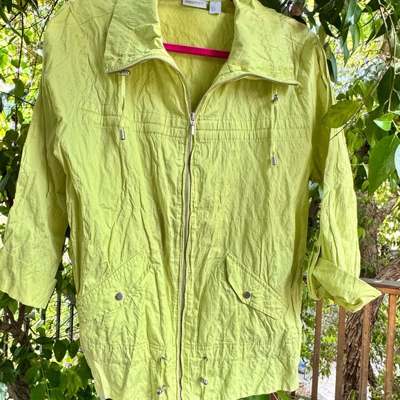 Zenergy by Chico’s Lightweight Lime Green Utility Zip Jacket – Size 2 (12) - Picture 3 of 13